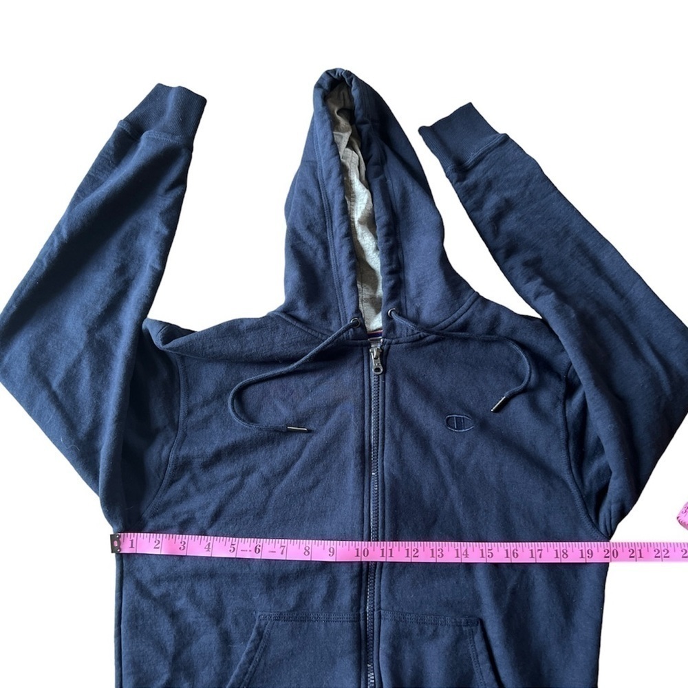 Champion Powerfleece Men’s Navy Blue Full Zip Hooded Sweatshirt, Size Small - Picture 7 of 8